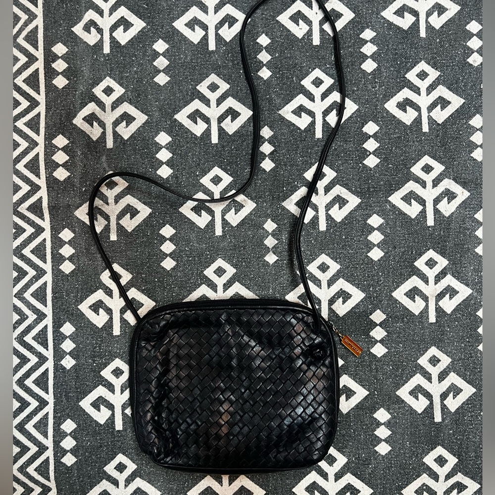 Bloomingdale’s Woven Leather Crossbody Bag